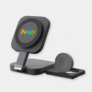 CUBE QI PRO - 3-in-1 Wireless Charger with Travel Case and Both Apple and Android Watch Docks