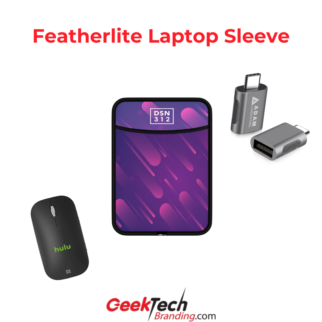 Featherlite laptop sleeve from geek tech branding
